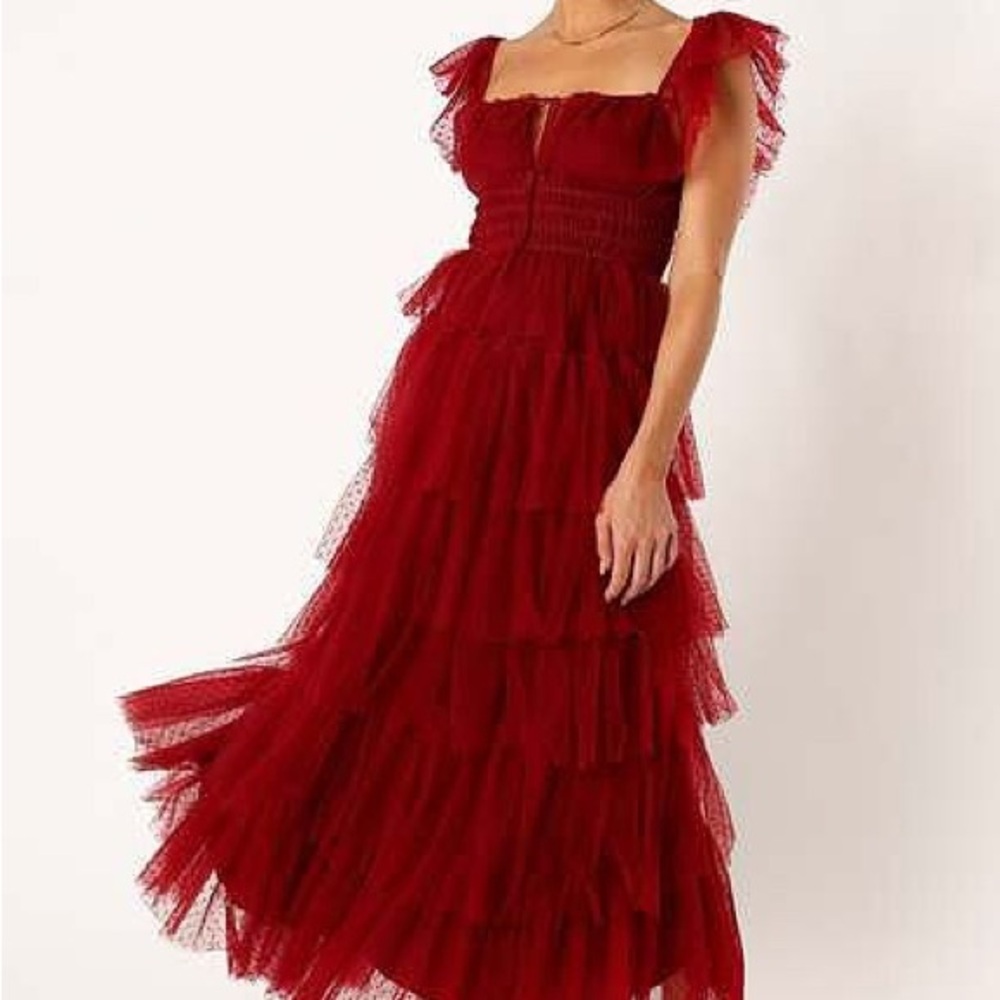 Petal & Pup Burgundy Belle Layered Maxi Dress